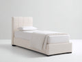 Letto singolo - Tessuto-Legno - 200 x 96 x 105 cm - Beige - Stile contemporaneo imbottito