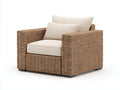 Poltrona da giardino - Fibra intrecciata-Tessuto - 95 x 90 x 82 cm - Marrone naturale-Beige chiaro - Design moderno naturale