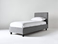 Letto singolo - Tessuto-Legno - 200 x 96 x 102 cm - Grigio - Stile moderno con testiera imbottita