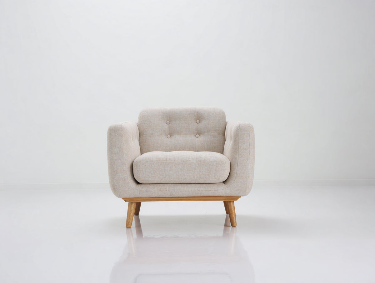 Poltrona lounge - tessuto-legno - 84 x 80 x 78 cm - crema chiaro - stile scandinavo