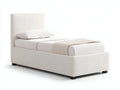 Letto singolo - Tessuto-Legno - 200 x 96 x 110 cm - Crema - Stile contemporaneo imbottito