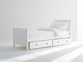 Letto singolo - Legno - 200 x 90 x 90 cm - Bianco - Stile classico salvaspazio