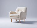 Poltrona lounge - Tessuto bouclé-Legno - 82x80x88 cm - Crema-Legno naturale - Mid-century moderno