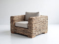 Poltrona da giardino - Fibra intrecciata-Tessuto - 94 x 91 x 80 cm - Marrone grigiastro-Beige chiaro - Design rustico moderno