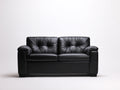 Divano a due posti - Pelle-Legno - 176 x 91 x 89 cm - Nero - Stile classico contemporaneo