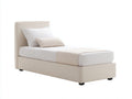 Letto singolo - Similpelle-Legno - 206x106x108 cm - Beige-Nero - Moderno minimalista