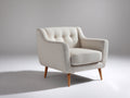 Poltrona lounge - Tessuto-Legno - 86x80x86 cm - Beige-Legno naturale - Mid-century moderno