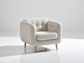 Poltrona lounge - tessuto-legno - 82 x 78 x 76 cm - crema - stile moderno