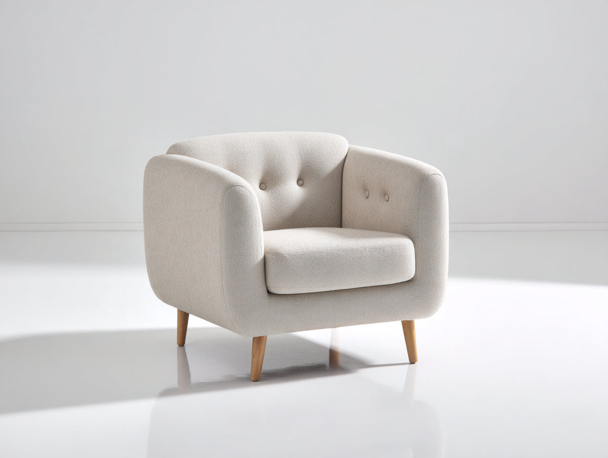 Poltrona lounge - tessuto-legno - 82 x 78 x 76 cm - crema - stile moderno