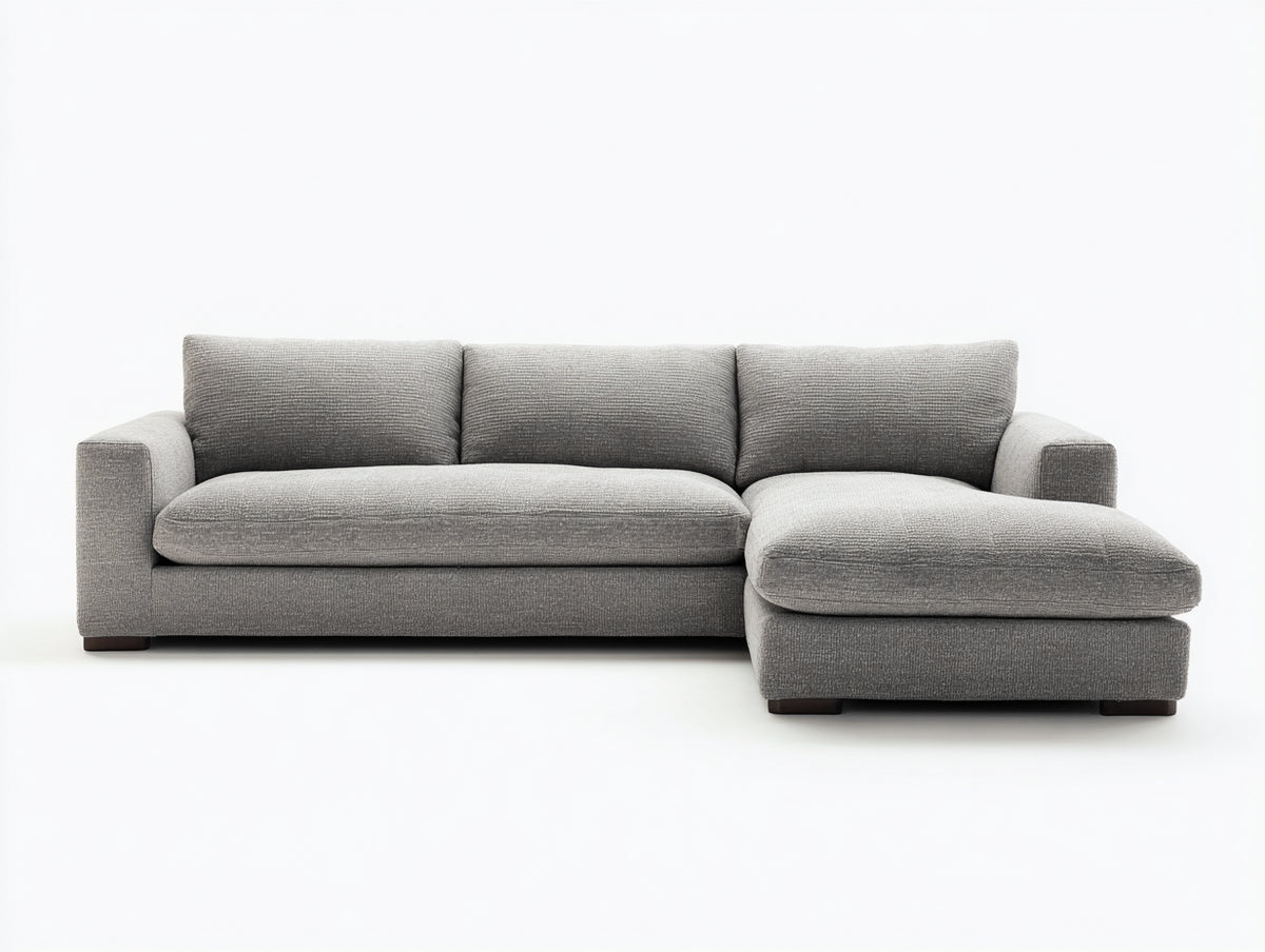 Divano angolare - Tessuto-Legno - 260x160x83 cm - Grigio tortora - Stile moderno