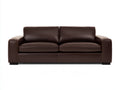 Divano a due posti - Pelle-Legno - 188 x 92 x 84 cm - Marrone scuro - Stile contemporaneo minimalista