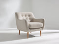 Poltrona lounge - Tessuto-Legno - 83x79x87 cm - Beige chiaro-Legno naturale - Mid-century moderno