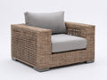 Poltrona da giardino - Fibra intrecciata-Tessuto - 97 x 91 x 78 cm - Marrone grigiastro-Grigio chiaro - Design moderno traforato