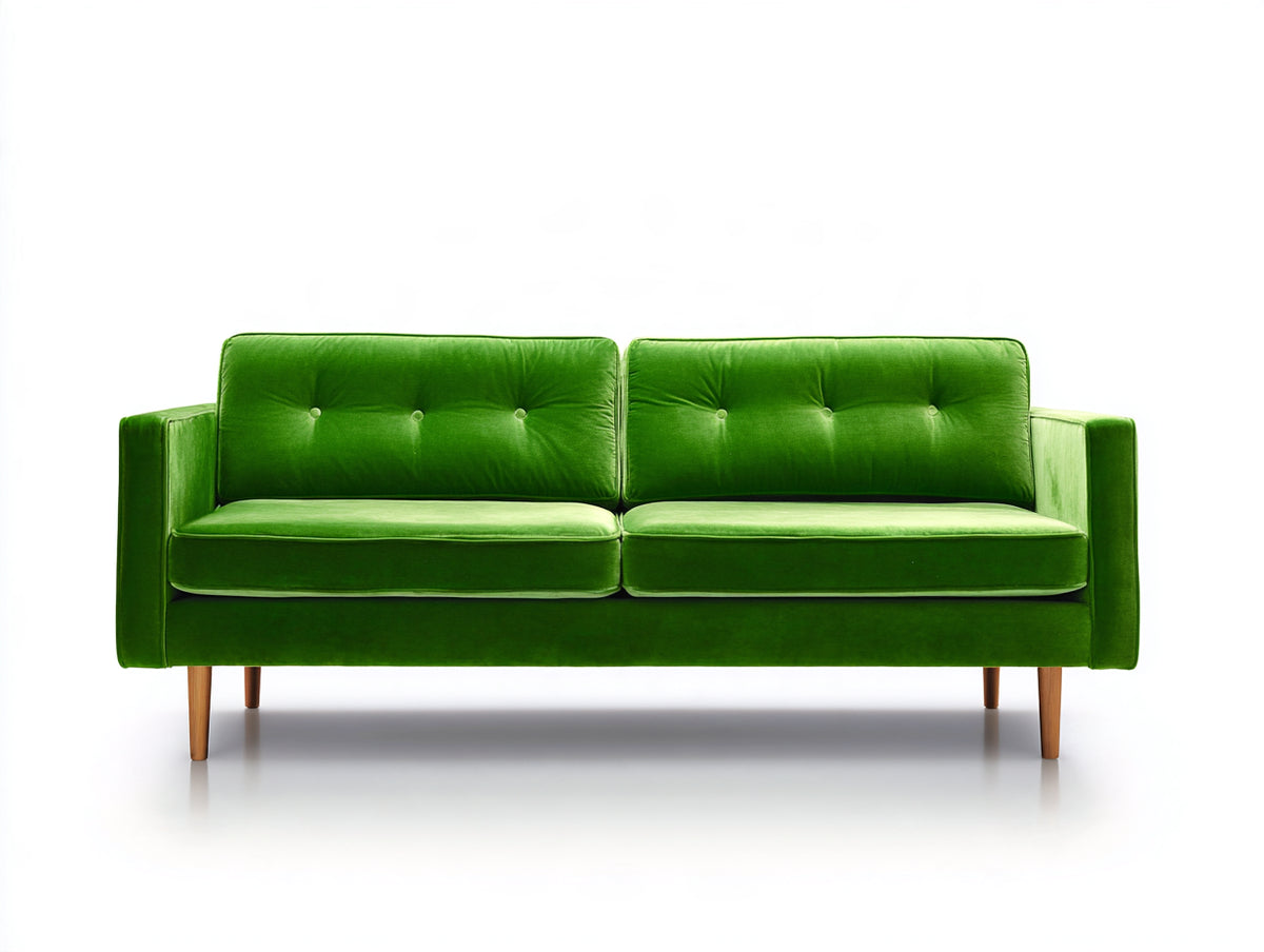 Divano a due posti - Velluto-Legno - 180 x 86 x 84 cm - Verde brillante - Stile moderno di metà secolo