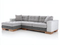 Divano angolare - Tessuto-Similpelle-Legno - 270x168x88 cm - Grigio chiaro-Grigio scuro-Bianco - Stile moderno